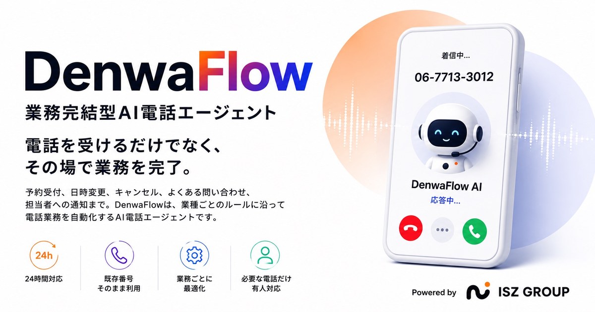 AI電話エージェント「DenwaFlow」正式提供開始、予約受付を自動化