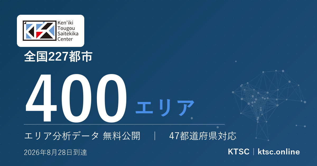 KTSC、全国227都市・400エリアの地域データ分析ページを2026年8月28日に47都道府県で無料公開