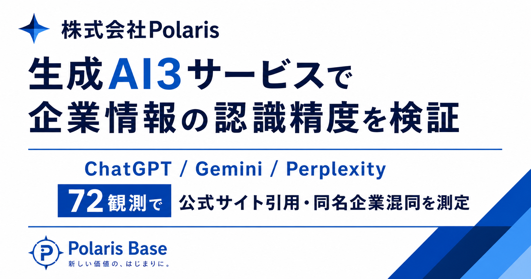 株式会社Polaris、生成AI3サービスで企業情報の認識精度を検証