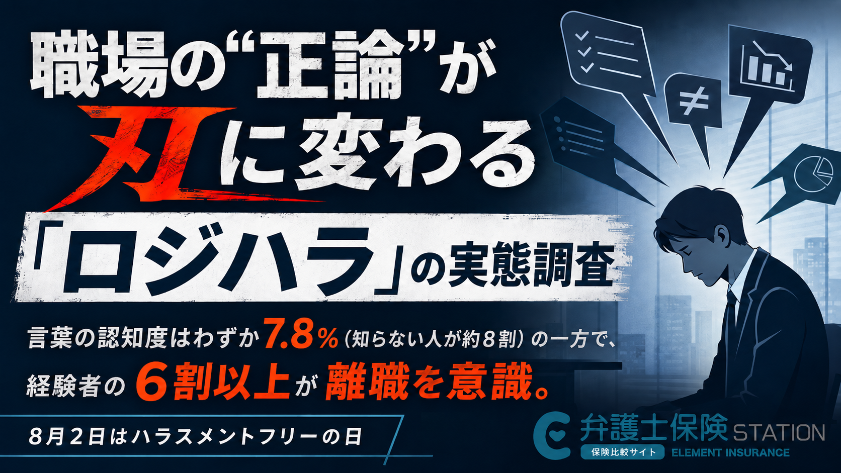 【調査リリース】8月2日は「ハラスメントフリーの日」｜職場の“正論”が刃に変わる「ロジカルハラスメント」実態調査
